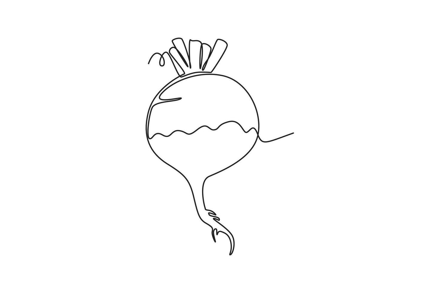 Single one line drawing of whole healthy organic white turnip for plantation logo identity. Fresh veggie concept for root vegetable icon. Modern continuous line draw design graphic illustration vector