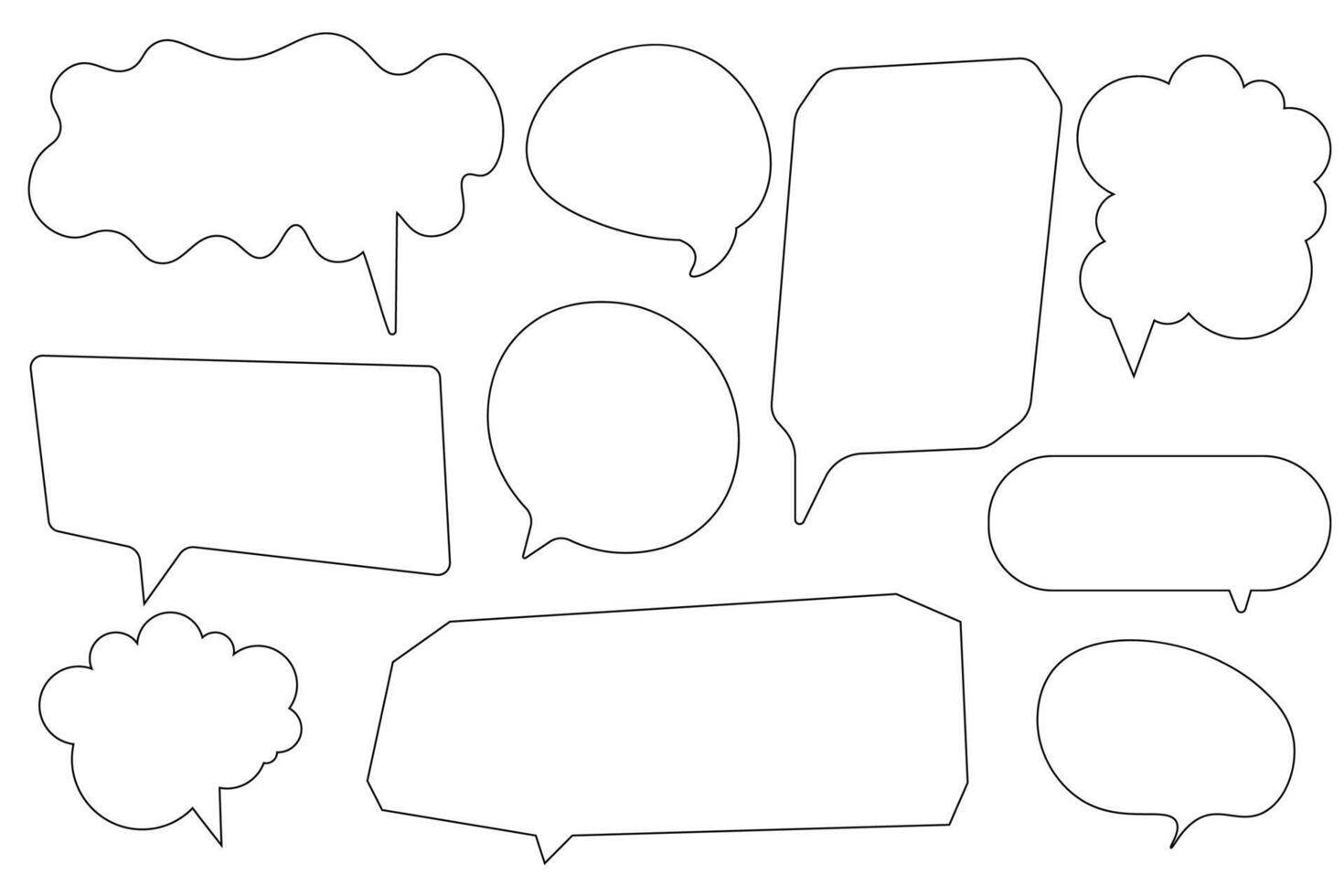 Set speech bubbles on white background. chat box or chat square and doodle message or communication icon Cloud speaking for comics and minimal message dialog vector
