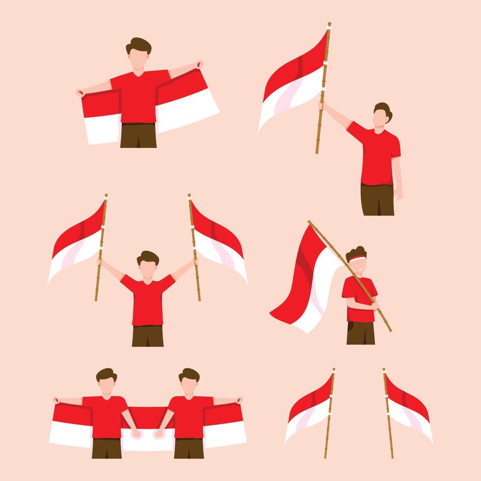 Dirgahayu Indonesia Element Character Illustration vector