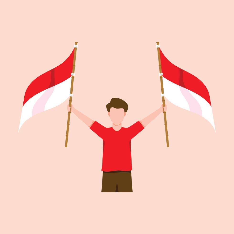Dirgahayu Indonesia Element Character Illustration vector