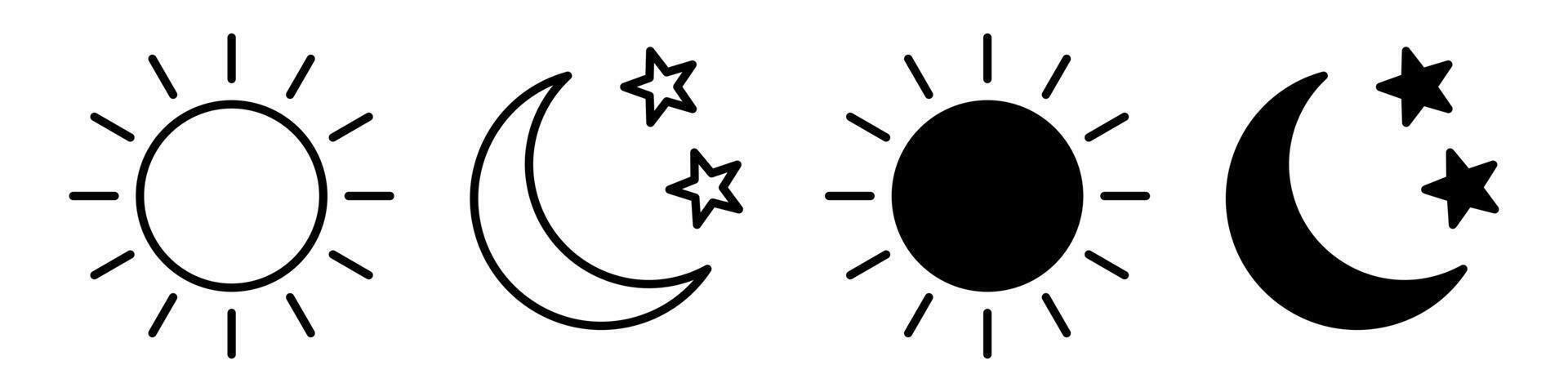 Sun icon and moon icon illustration isolated sign symbol. vector