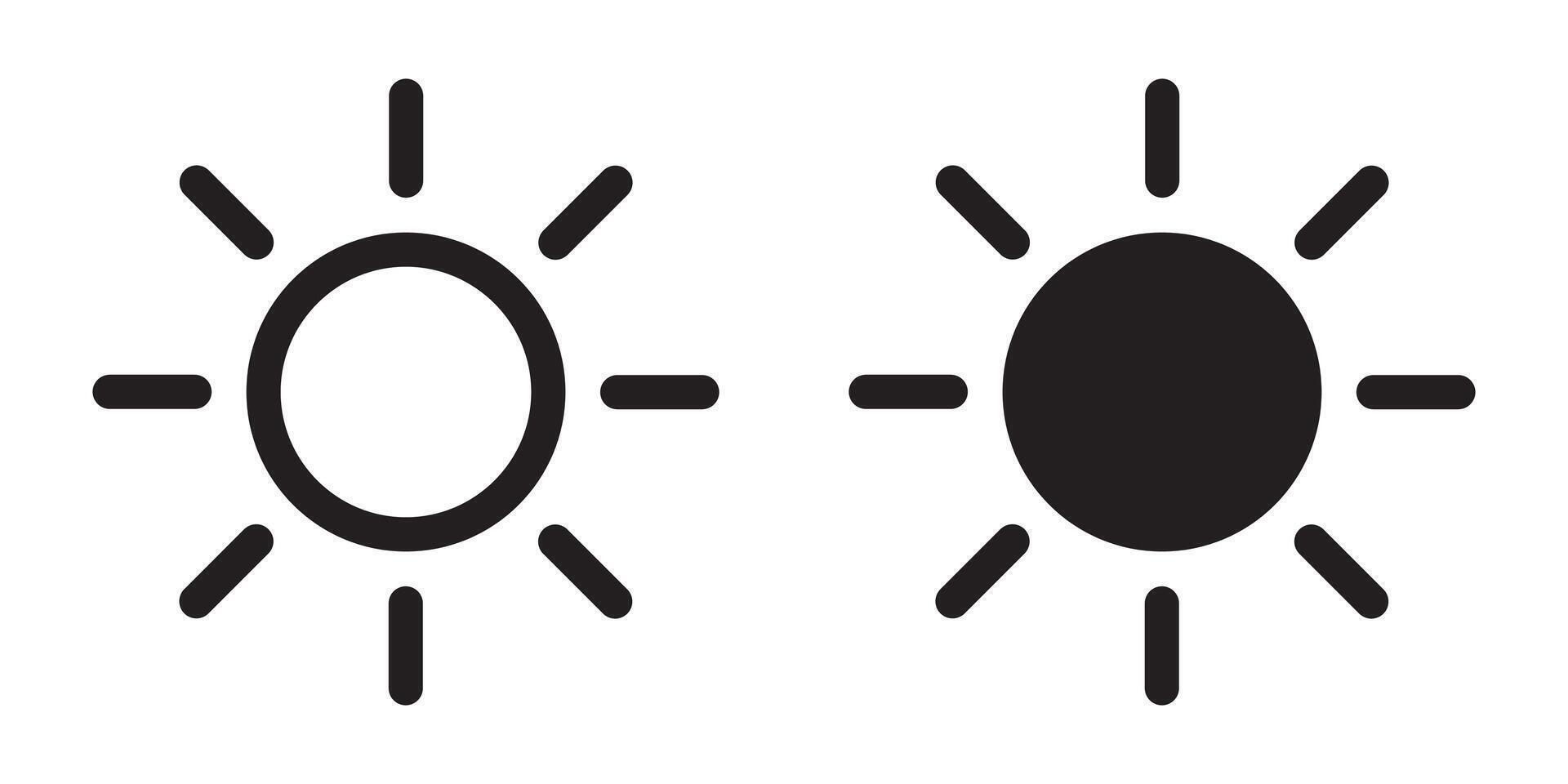 Sun icon, sun symbol isolated on white. vector