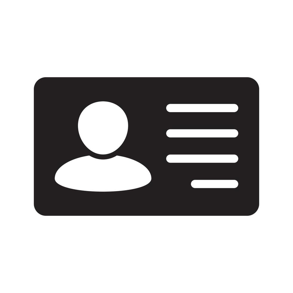 ID Card icon. Employee clerk card, driver license, Identification card, staff identification card symbol. Design for website and mobile app. vector