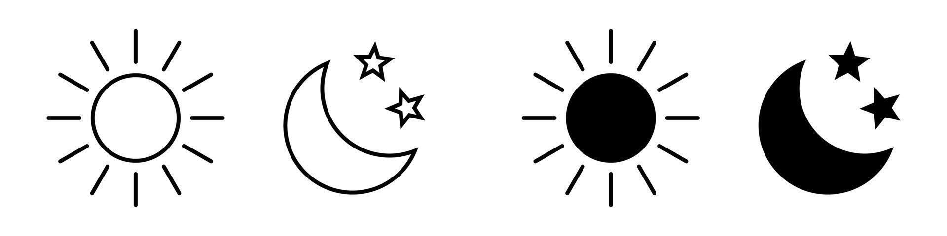 Sun icon and moon icon illustration isolated sign symbol. vector