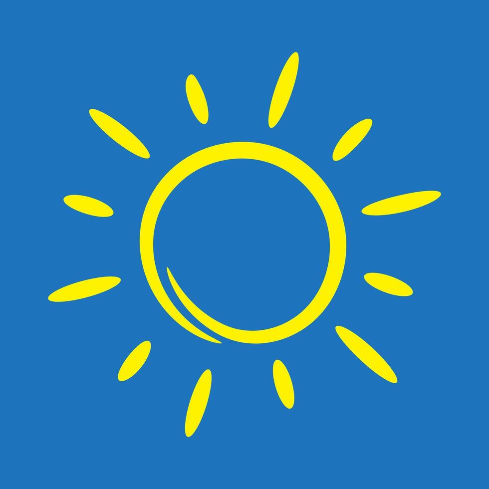 Hand drawn sun. Doodle sketch style of sun. Cartoon hand drawn illustration for concept design. vector