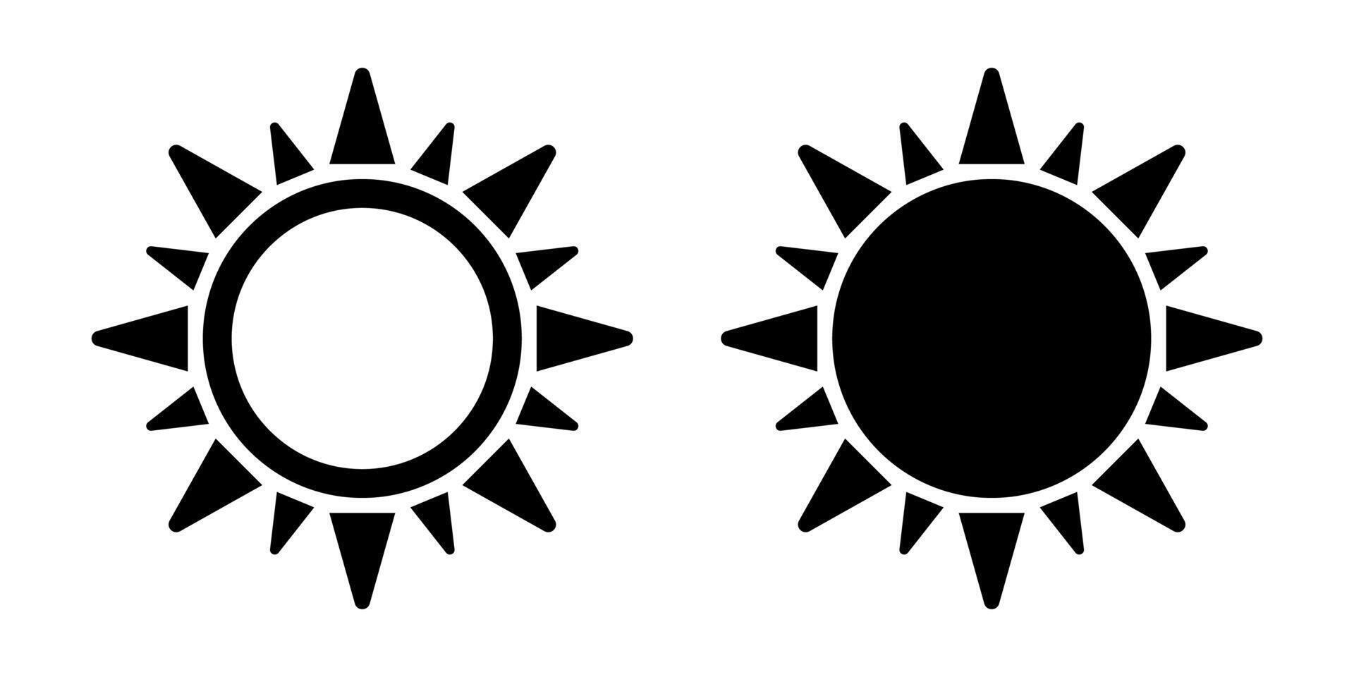 Sun icon, sun symbol isolated on white. vector