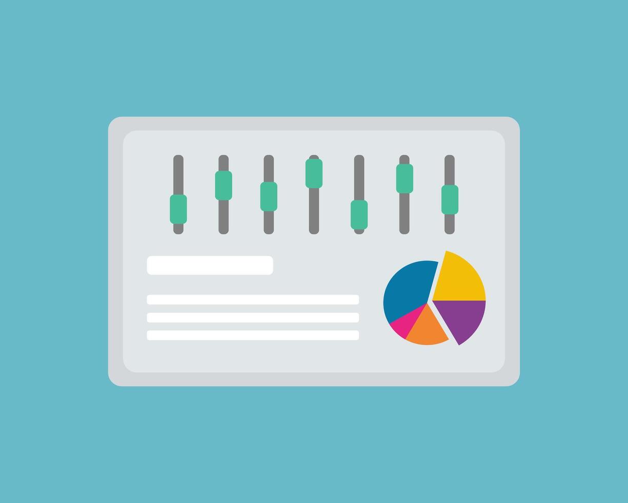 ilustración de datos analítica en tablero con gráfico o diagrama vector