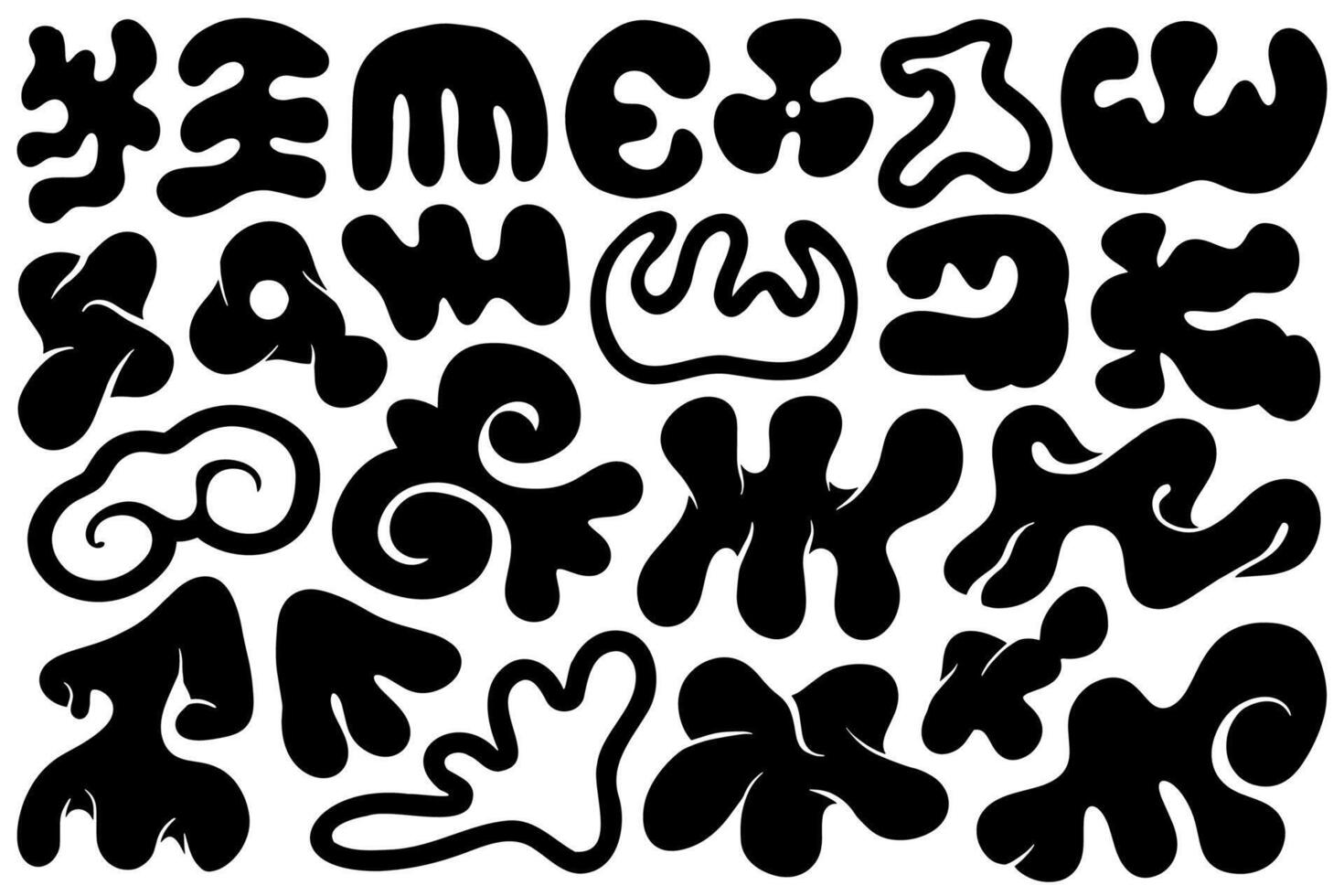 Irregular flat shapes and forms. abstract fluid, liquid organic flat shapes. vector