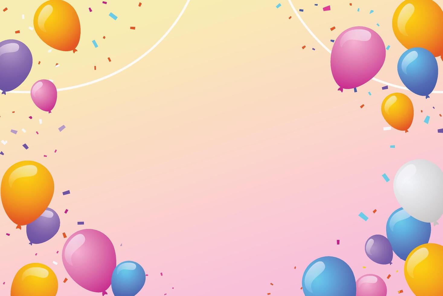 Birthday Party Background Copy Space Banner Ribbon with Balloons, Stars, and Gift Box Flat Gradient Illustration Minimalist vector