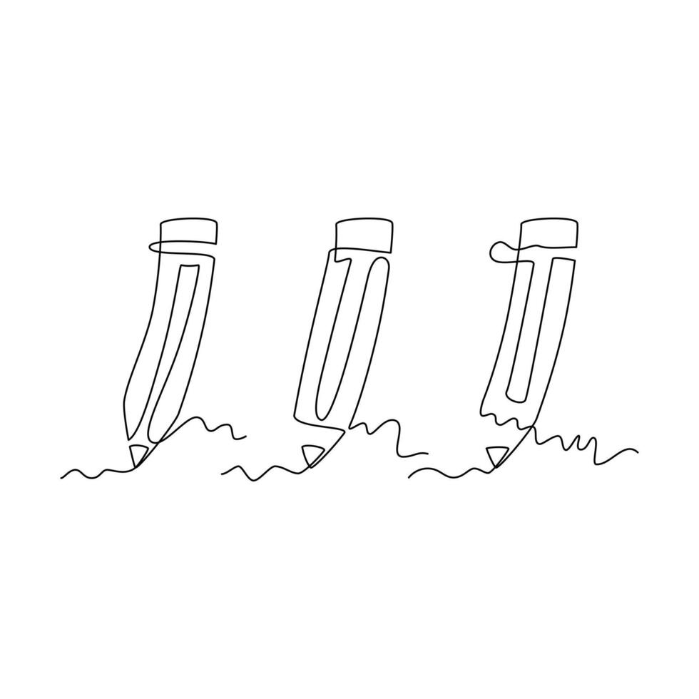 pencil line icon one continuous line style. unique and simple concept. for symbol, sign, logo or icon. editable line vector