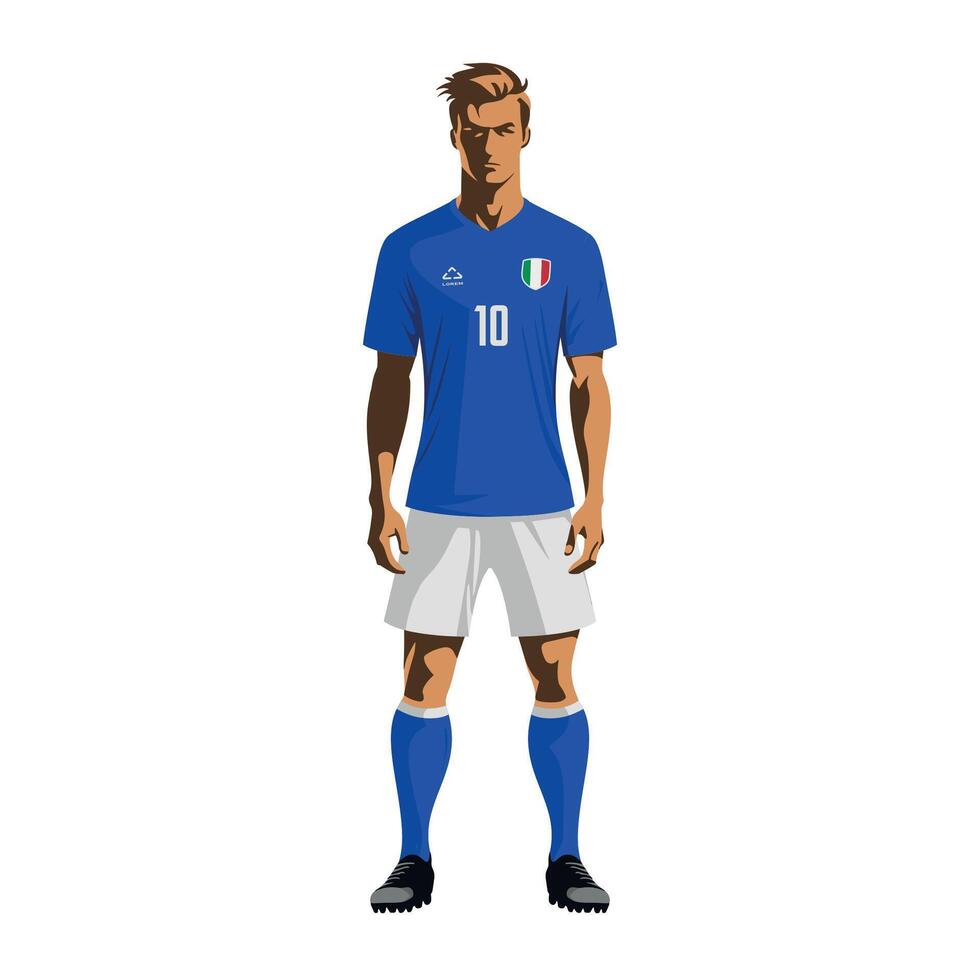 Soccer player in Italy team uniform vector