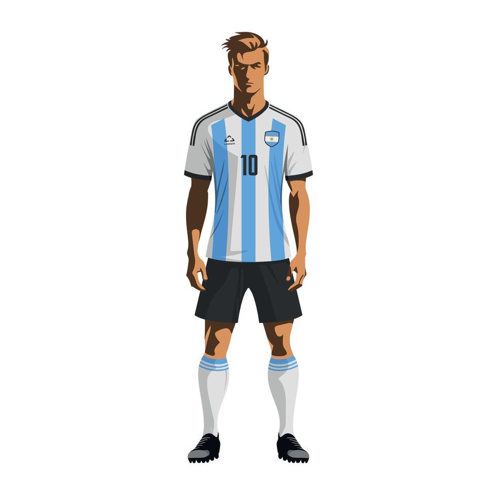 Soccer player in Argentina team uniform vector