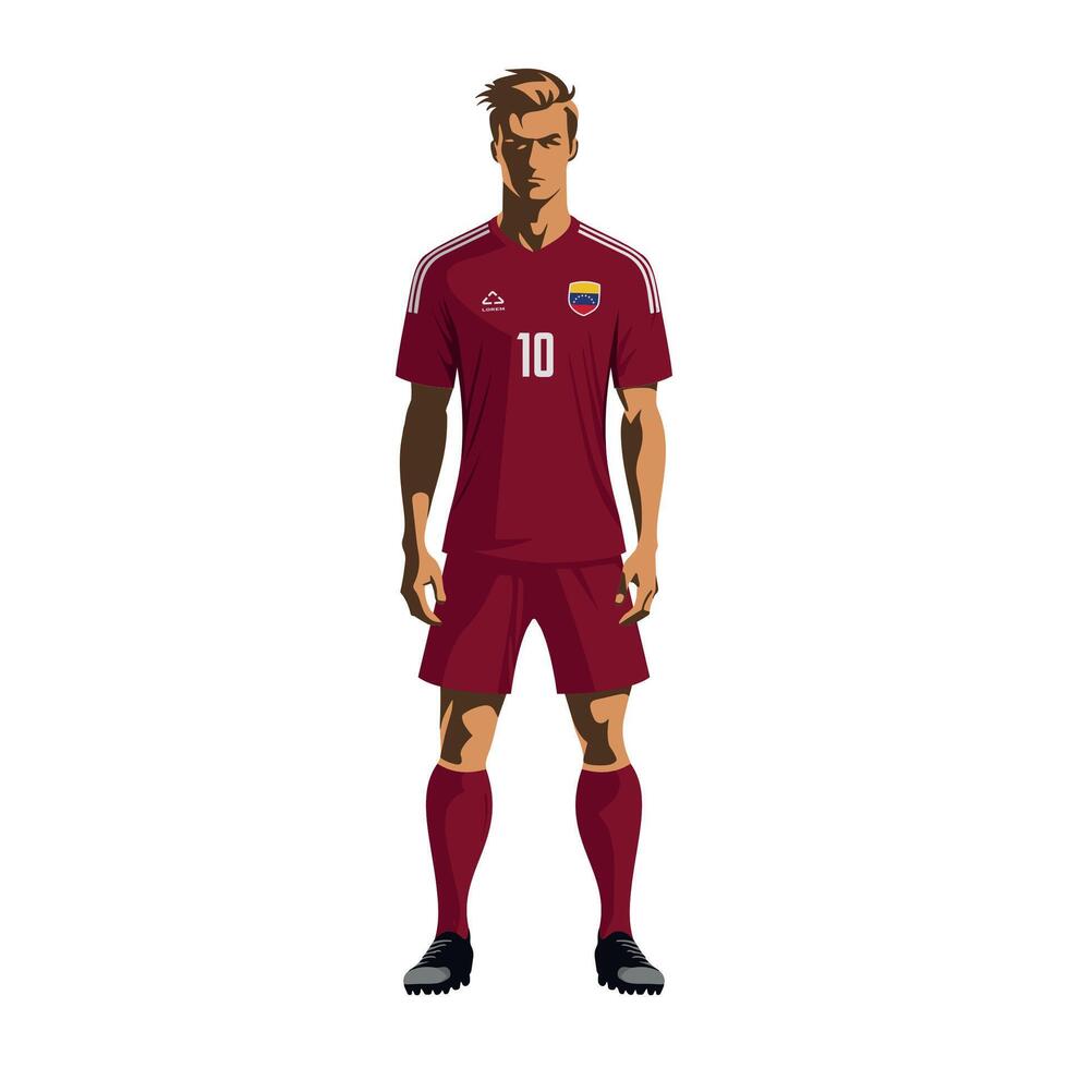 Soccer player in Venezuela team uniform vector
