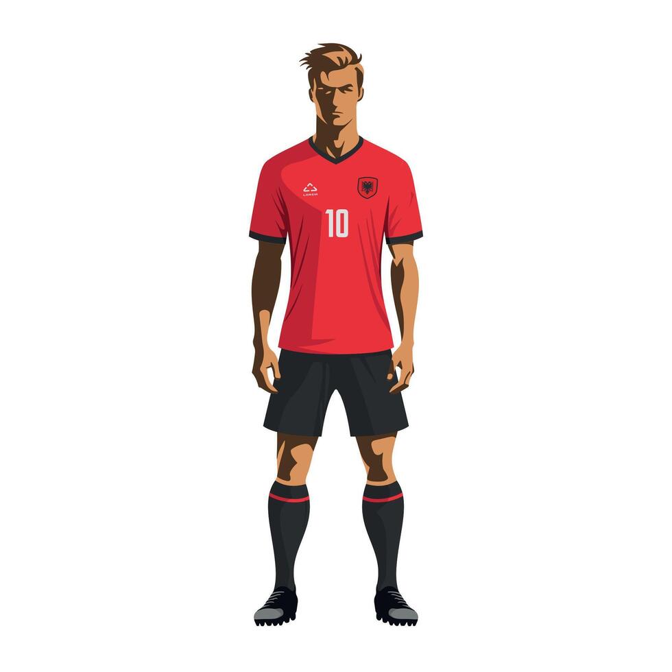 Soccer player in Albania team uniform vector