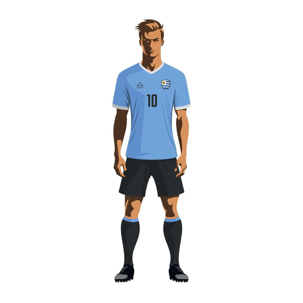 Soccer player in Uruguay team uniform vector