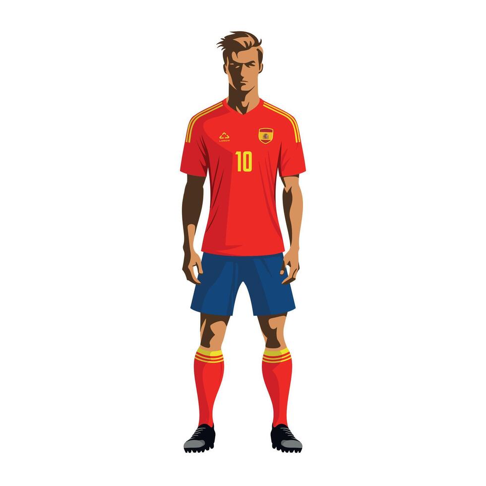Soccer player in Spain team uniform vector