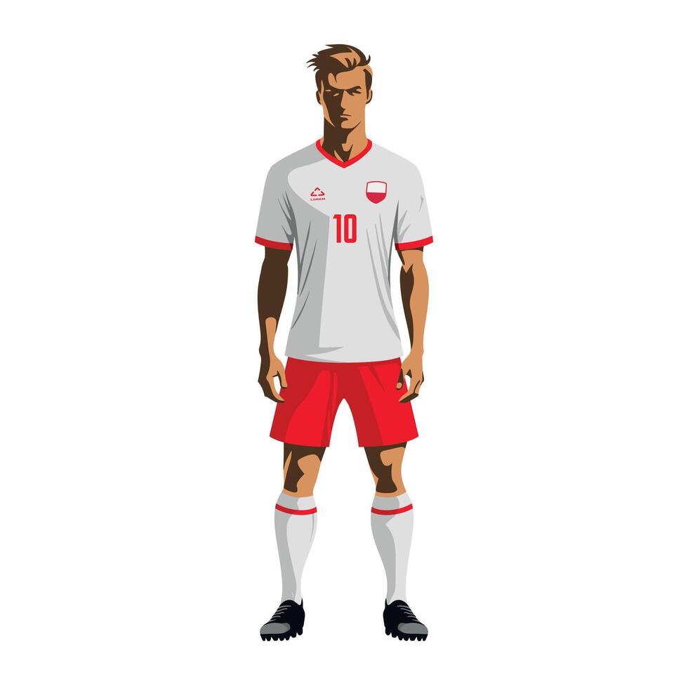 Soccer player in Poland team uniform vector