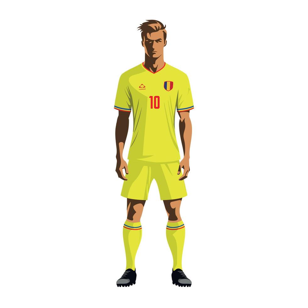 Soccer player in Romania team uniform vector