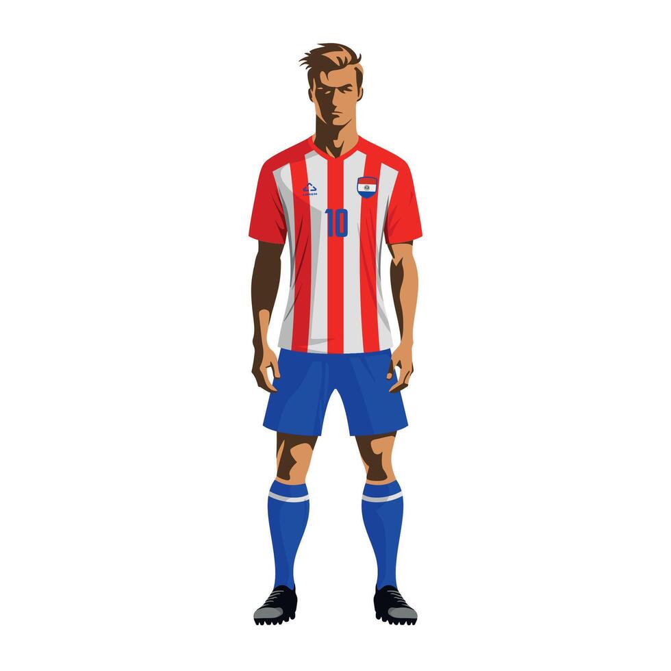 Soccer player in Paraguay team uniform vector