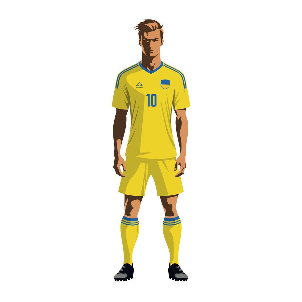 Soccer player in Ukraine team uniform vector