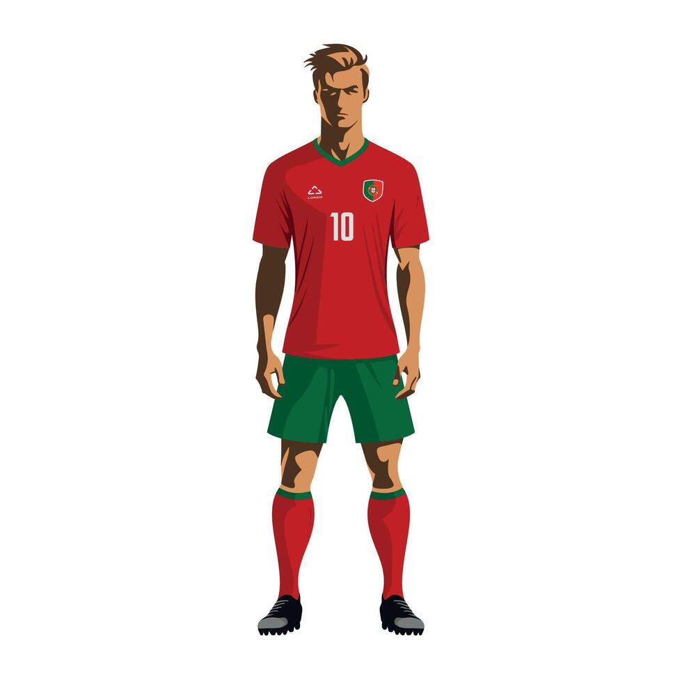 Soccer player in Portugal team uniform vector