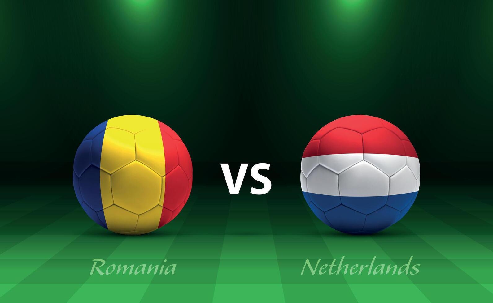 Romania vs Netherlands soccer scoreboard Europe tournament vector