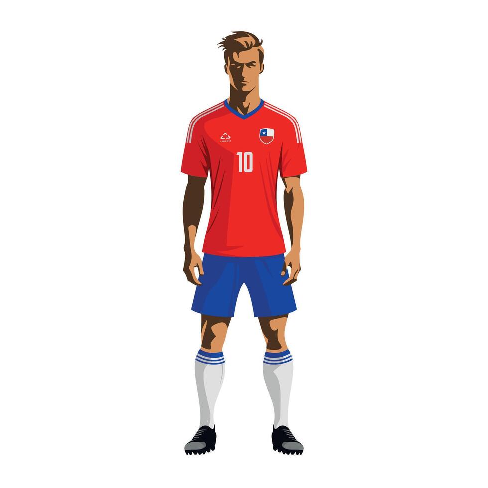 Soccer player in Chile team uniform vector