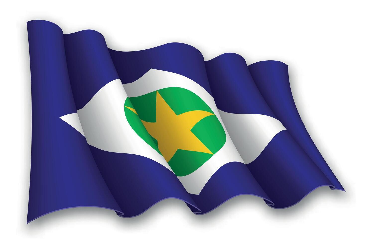 Realistic waving flag of Mato Grosso, state of Brazil vector
