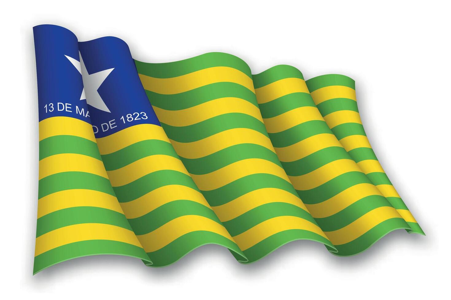 Realistic waving flag of Piaui, state of Brazil vector