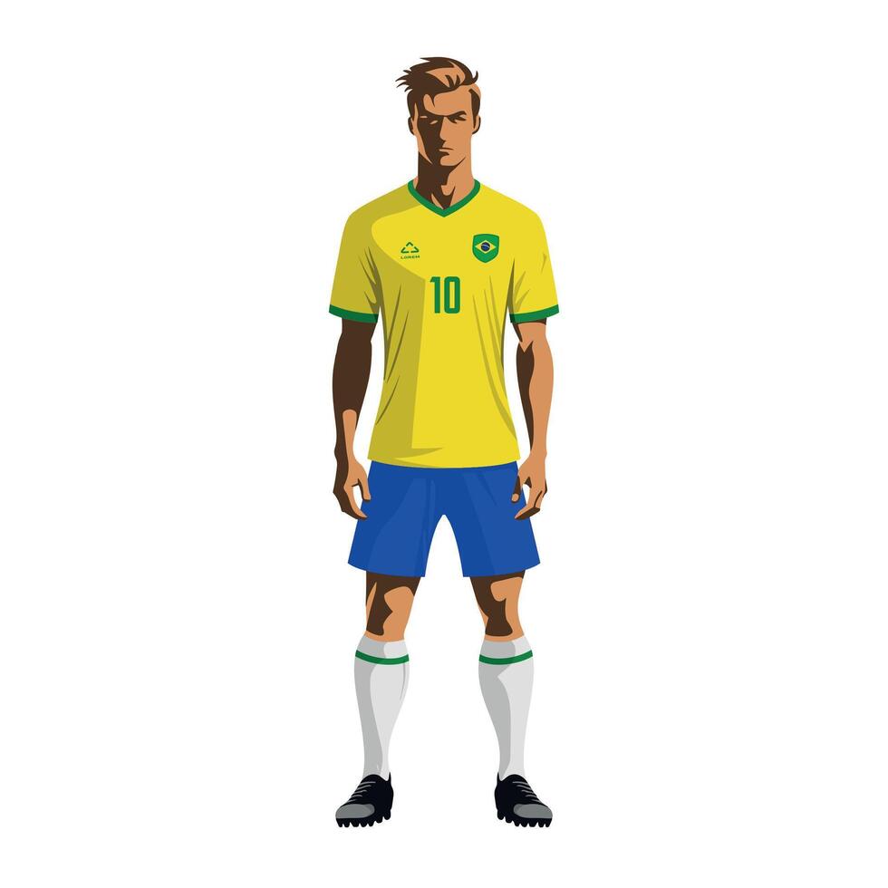 Soccer player in Brazil team uniform vector