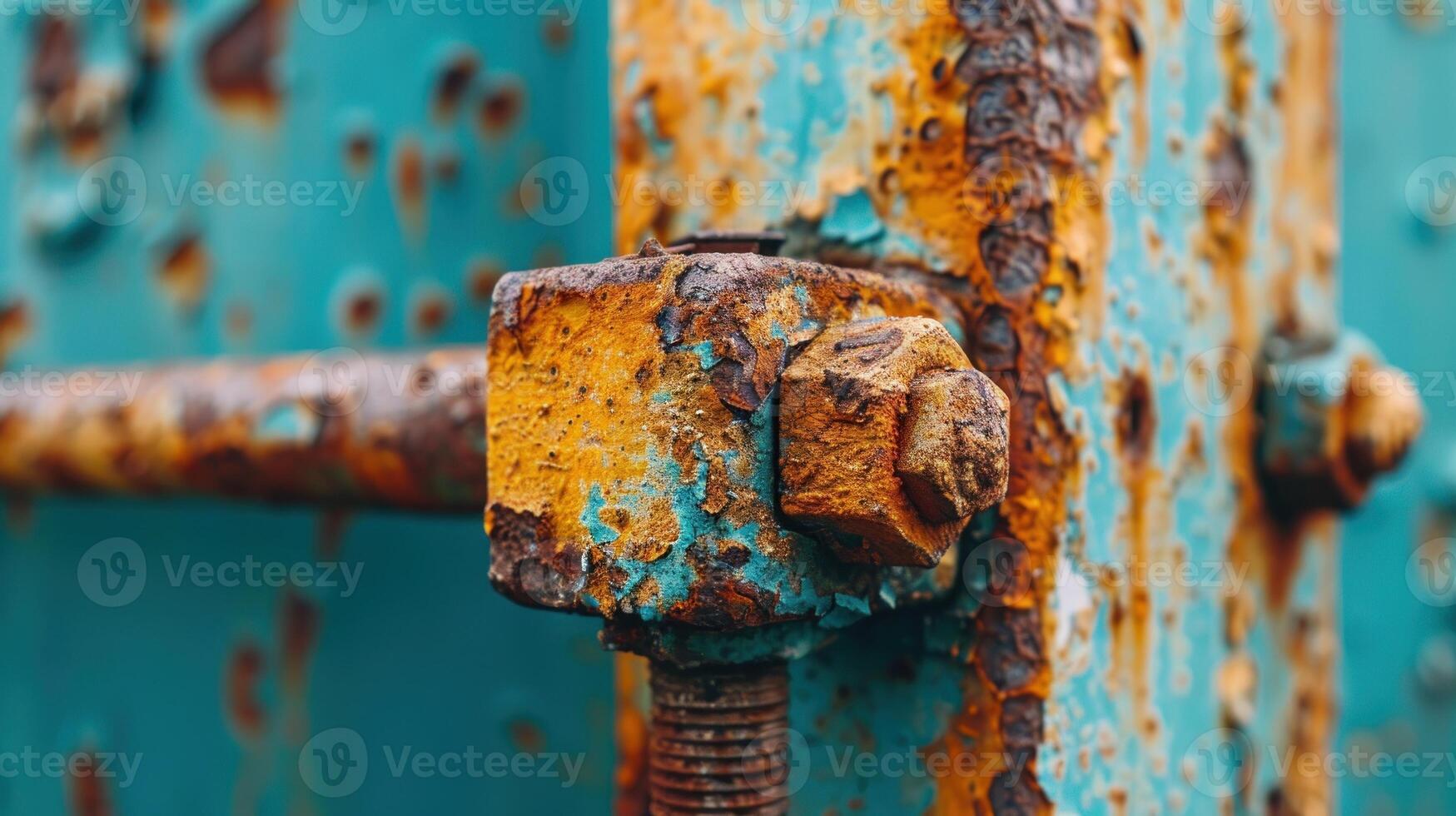 A rusty metal surface with a greenish hue photo