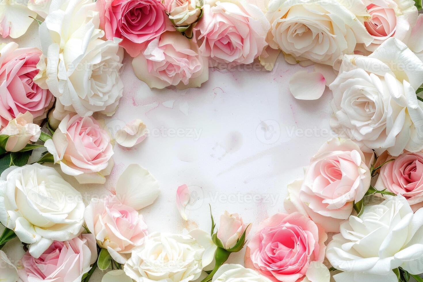 A delicate rose border with an empty space for your design. photo