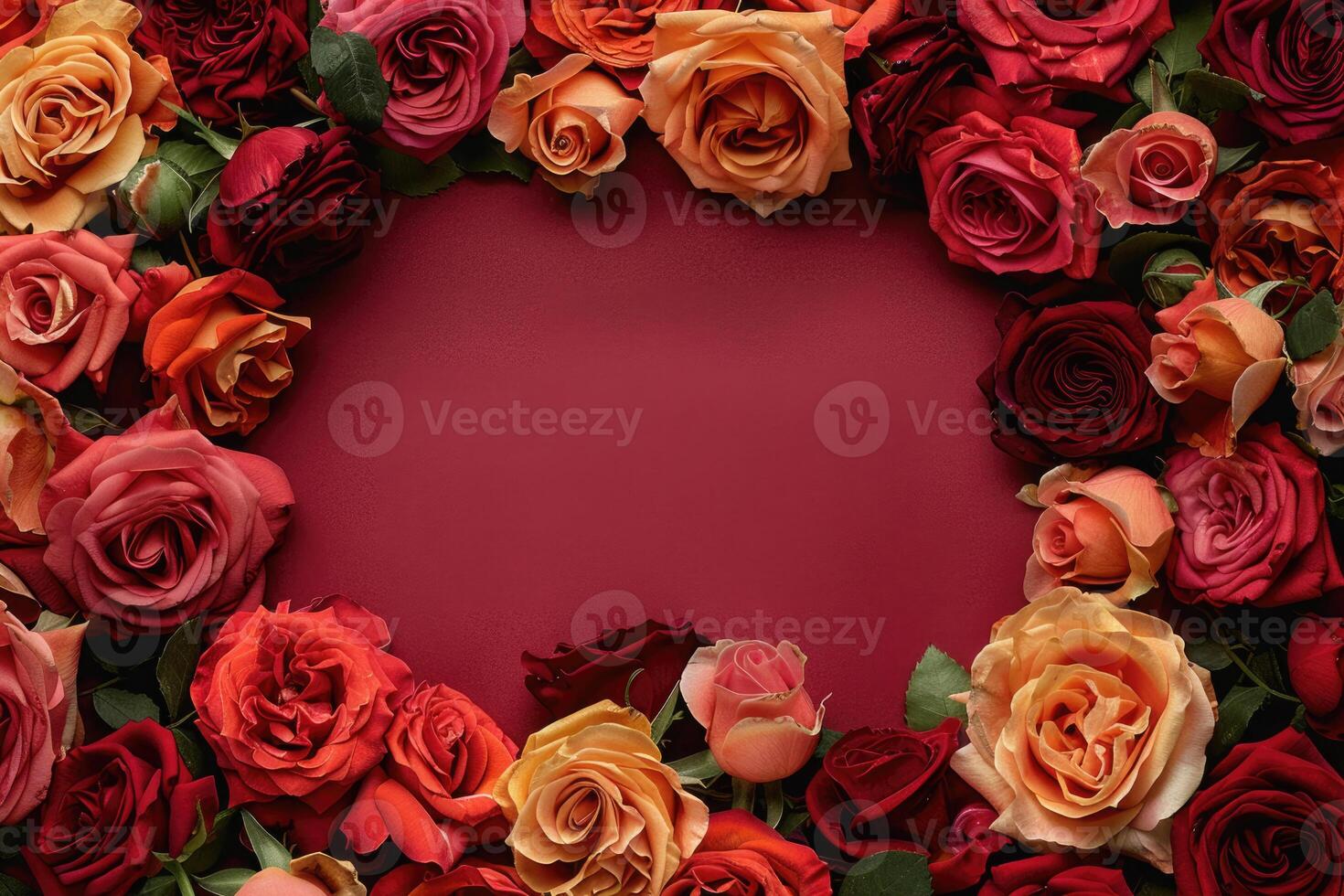 A lush rose frame with an open area for customization. photo