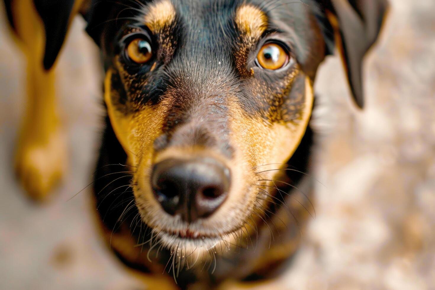 Close-up of a friendly dog's face. photo