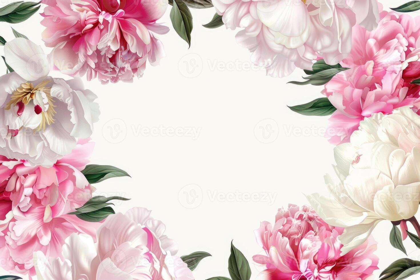 Banner with peonies and empty space for design. photo