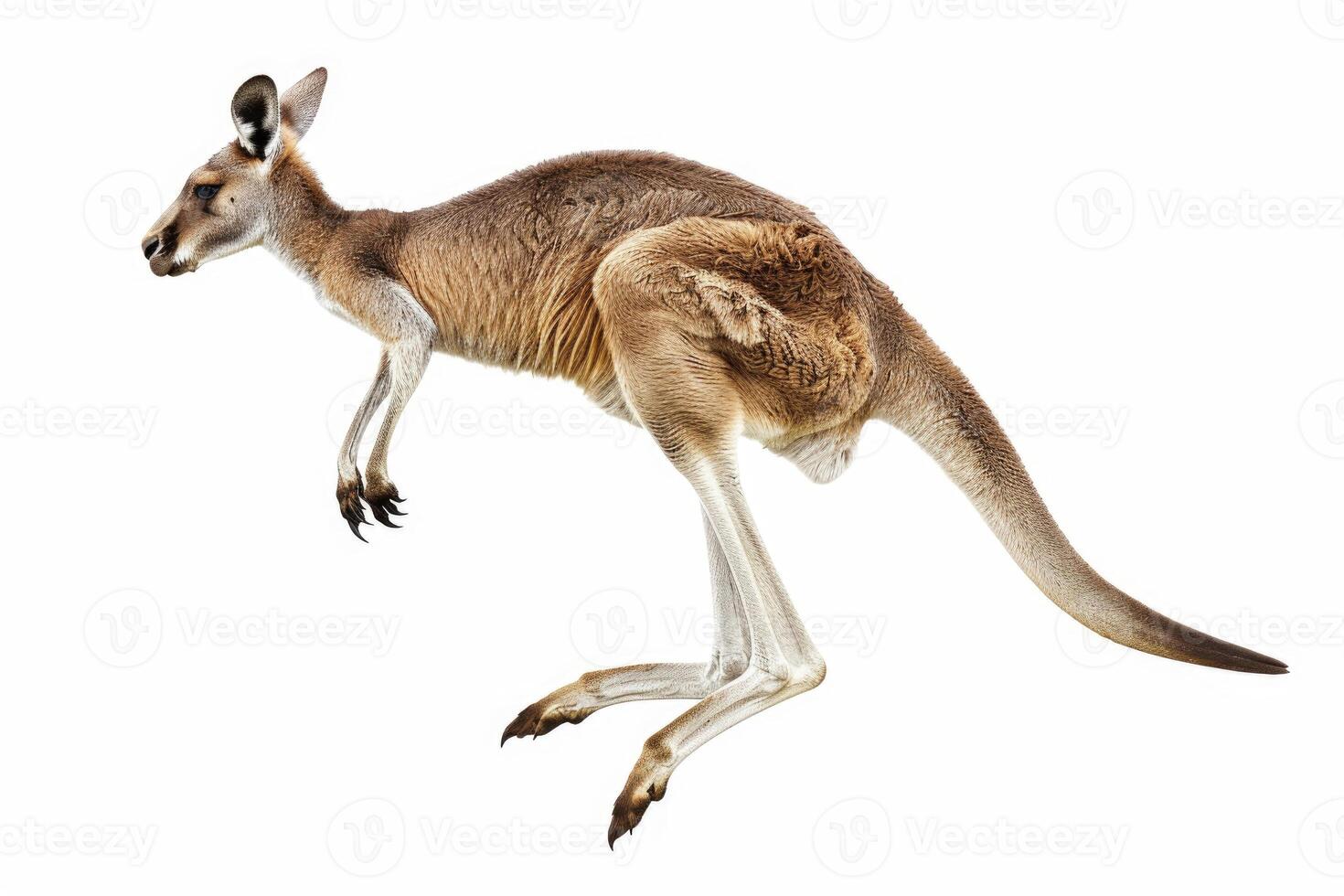 A kangaroo mid-jump in the air. photo