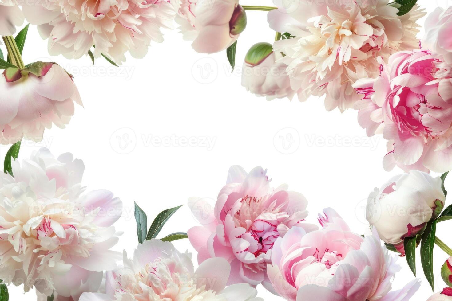 Banner with peonies and empty space for design. photo