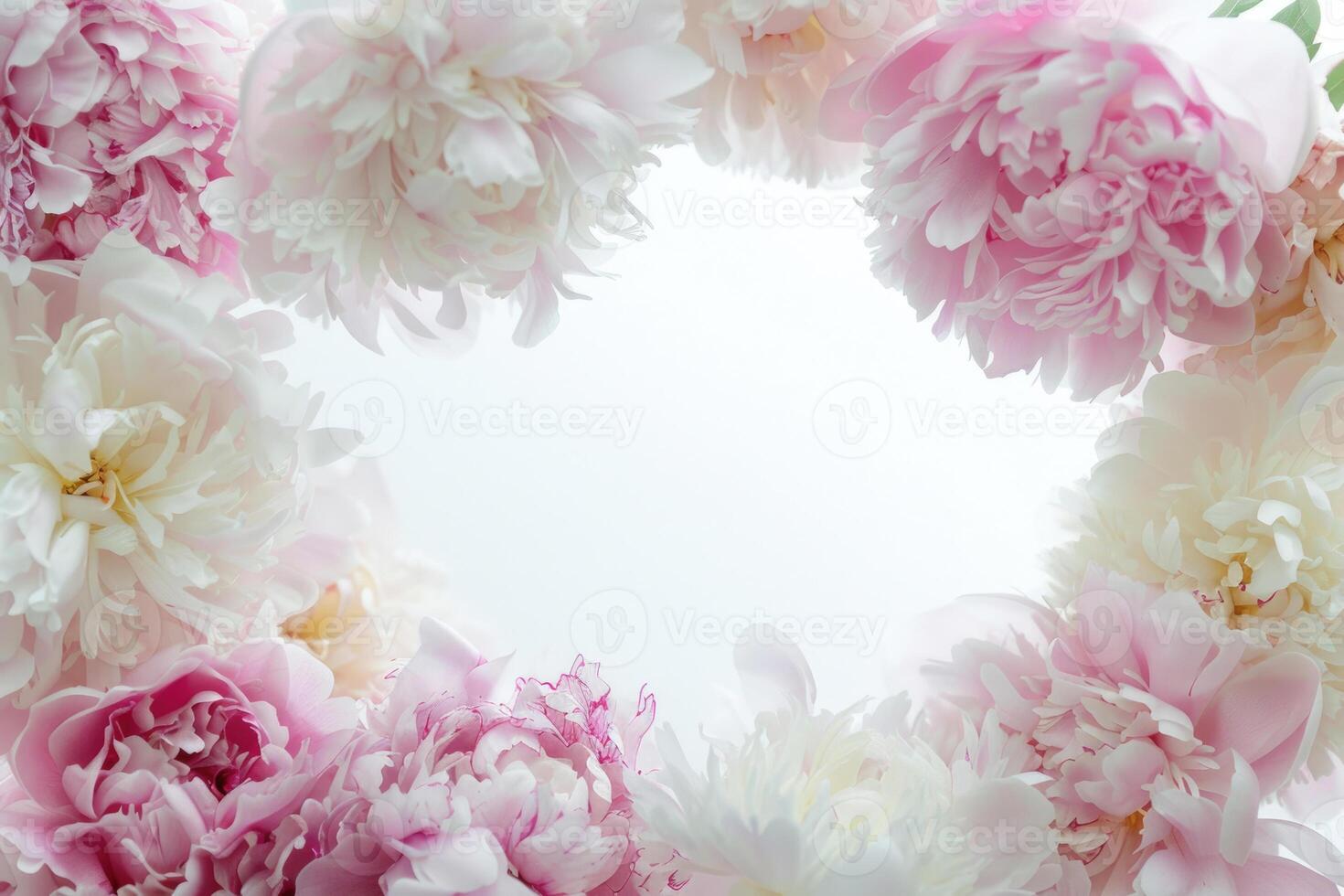 Banner with peonies and empty space for design. photo