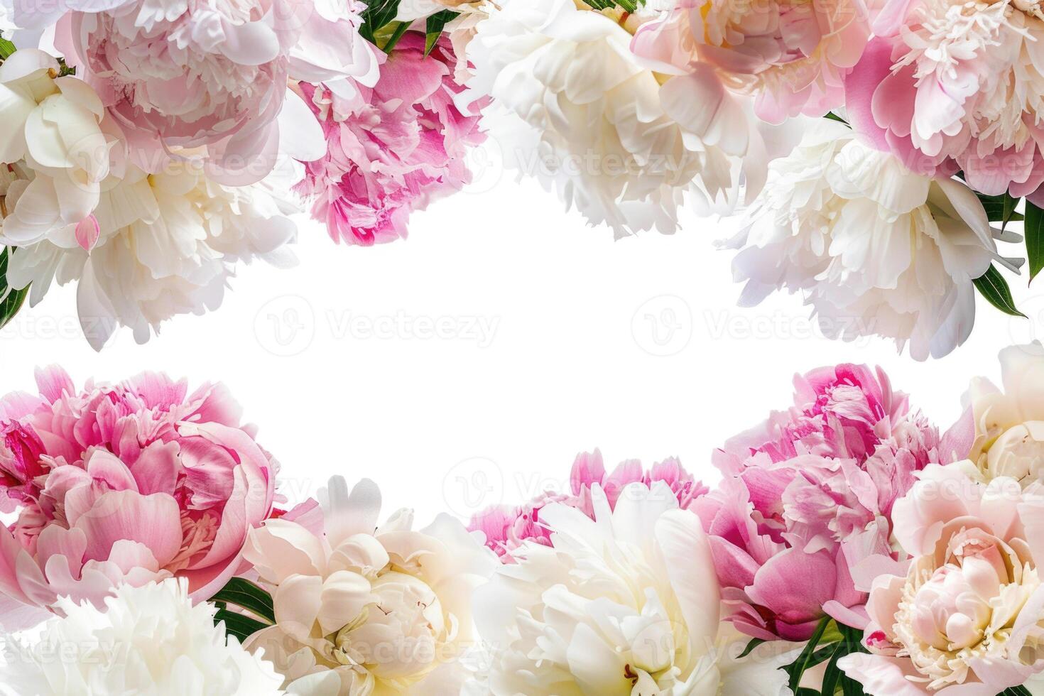Banner with peonies and empty space for design. photo