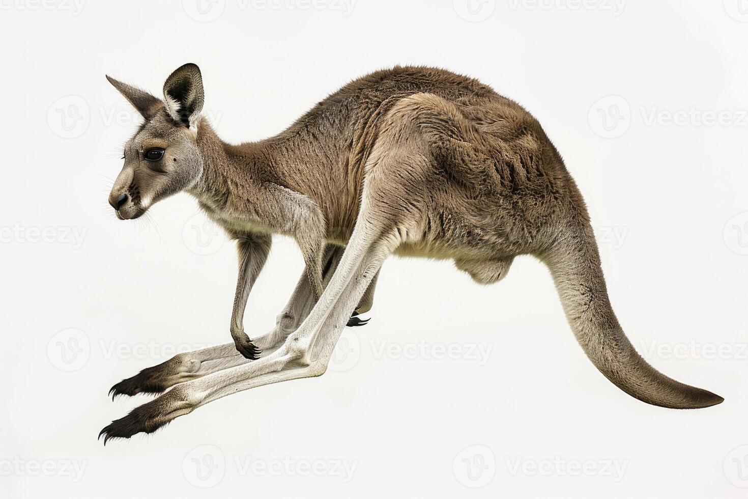 A kangaroo mid-jump in the air. photo