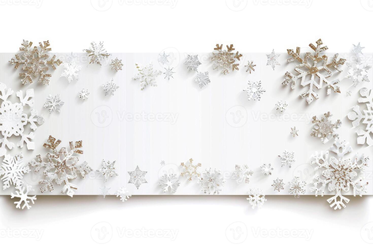 Christmas banner with a snowy background and empty space for design. photo