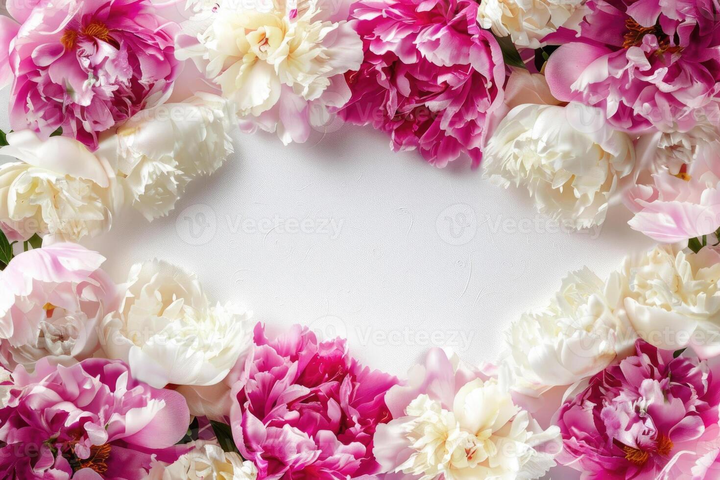 Banner with peonies and empty space for design. photo