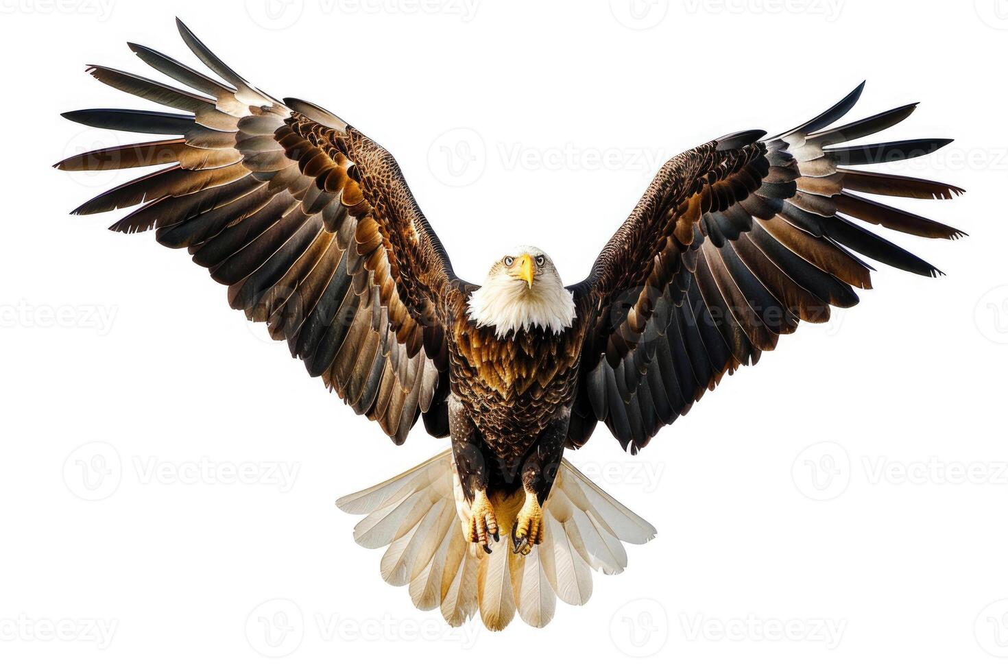 An eagle soaring with wings spread. photo