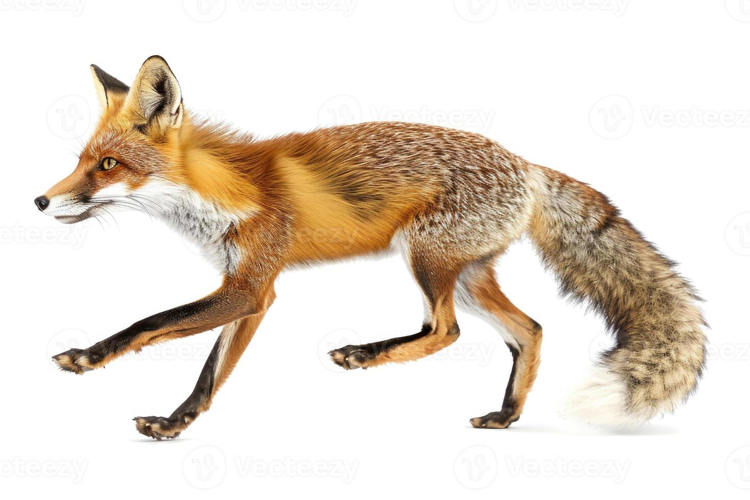 A fox sprinting in full motion. photo