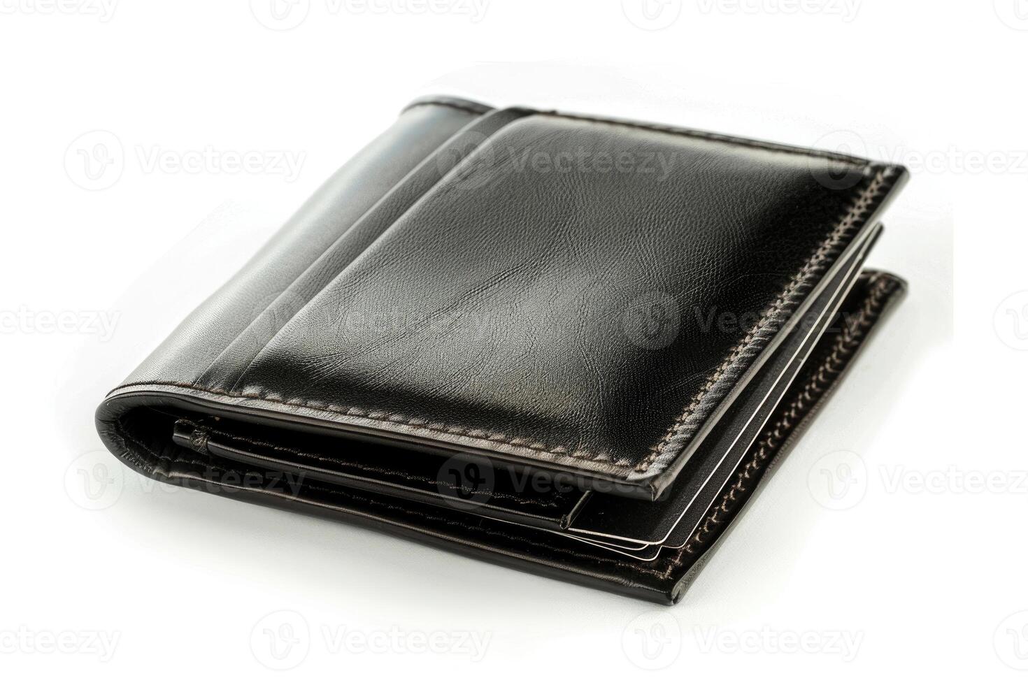 A black leather wallet isolated on a white background. photo