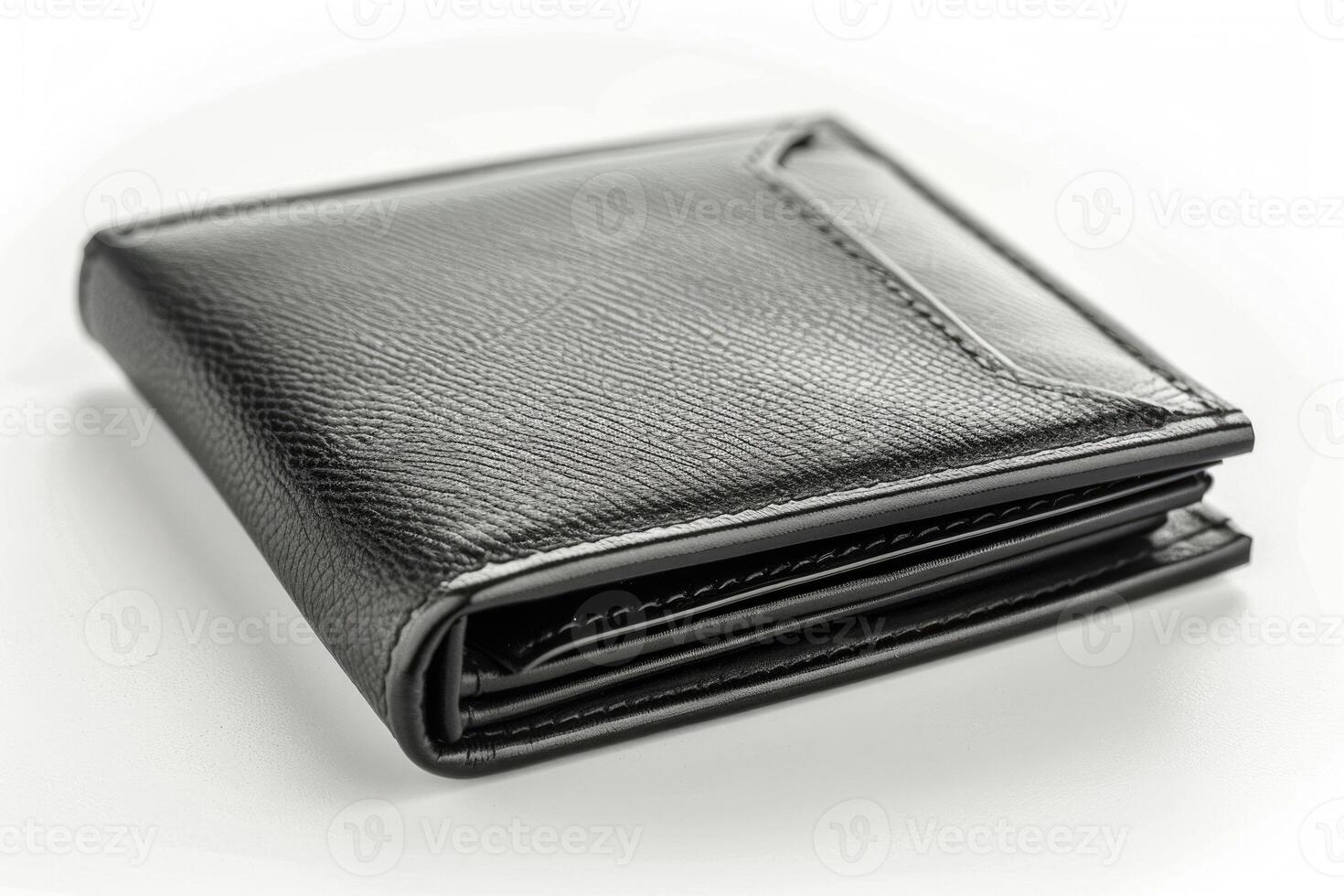 A black leather wallet isolated on a white background. photo