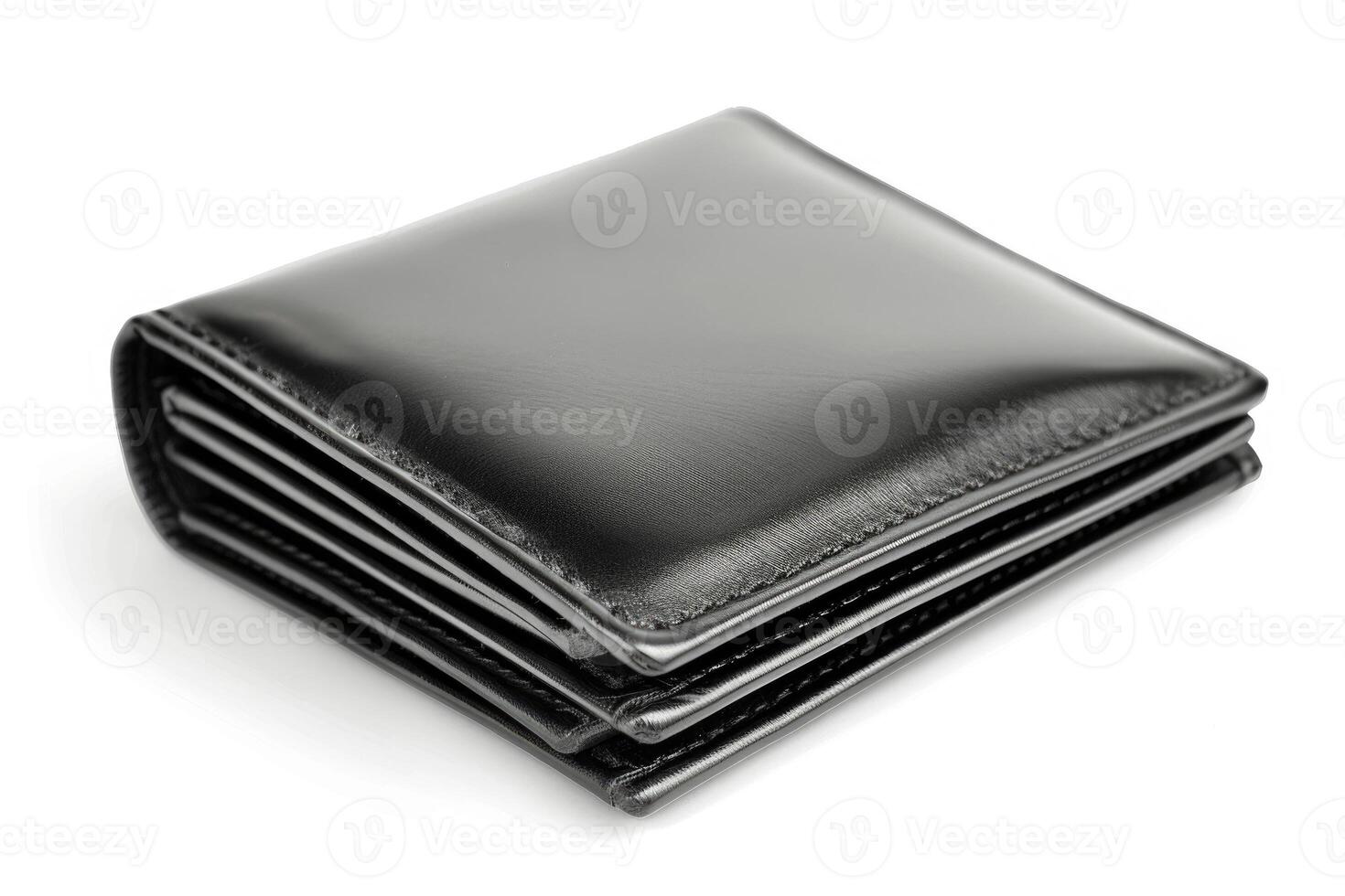 A black leather wallet isolated on a white background. photo