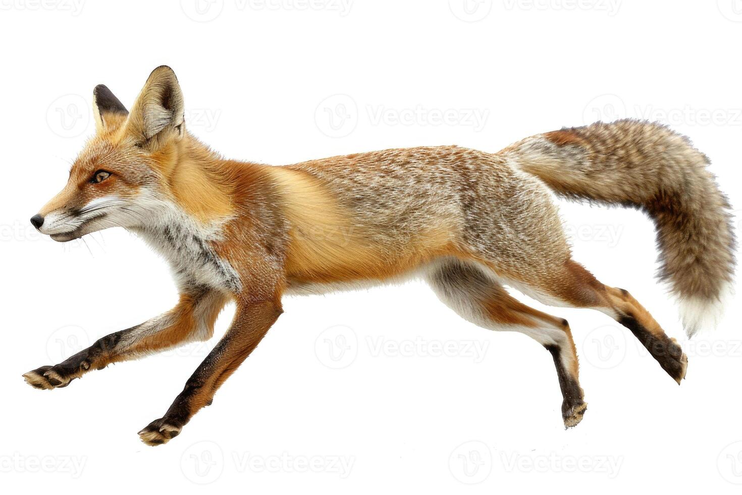 A fox sprinting in full motion. photo