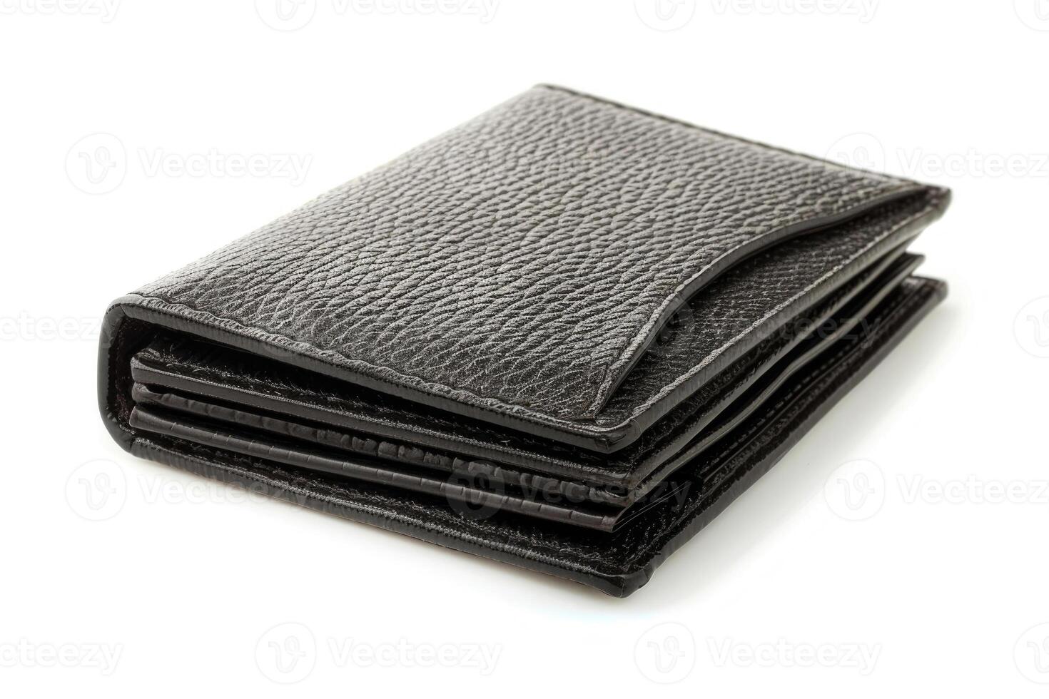 A black leather wallet isolated on a white background. photo