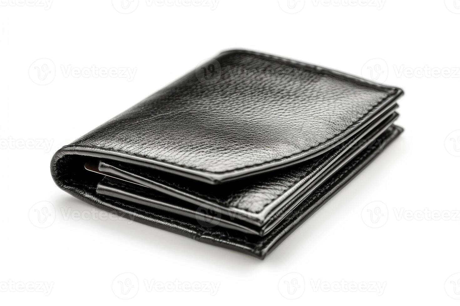A black leather wallet isolated on a white background. photo